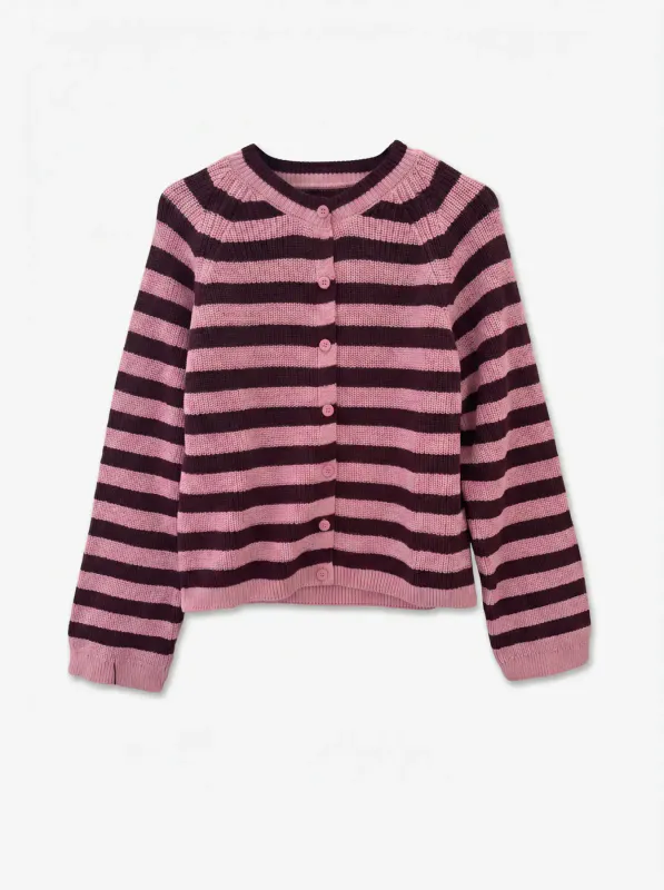 ANNALISE KNIT CARDIGAN - PLOMME/ROSA
