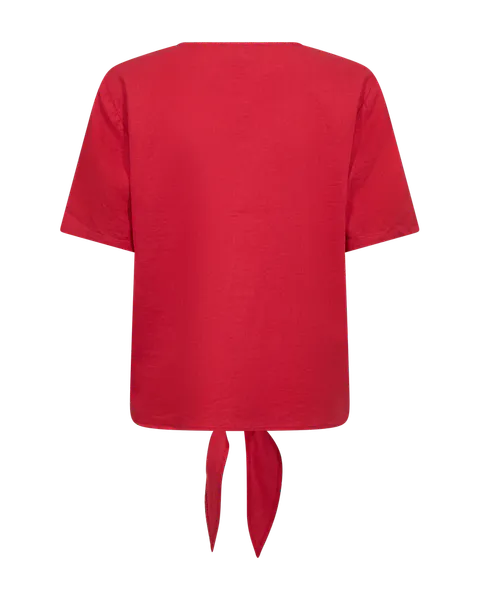 Hovedbilde LAVA LIN/VISCOSE BLUSE M/KNYTING - RØD