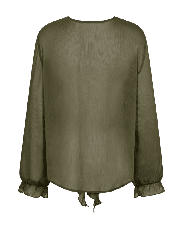 DITTE BLUSE M/RYSJ - OLIVEN