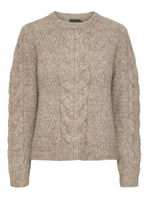 Hovedbilde NINA STRIKKET GENSER M/FLETTE - CAMEL MELERT