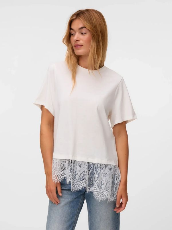 BRIT T-SHIRT M/BLONDEKANT - HVIT