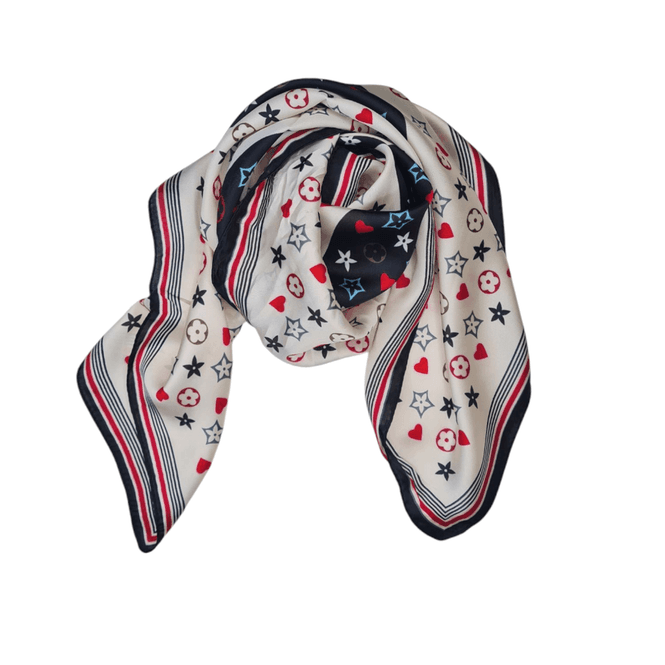 Hovedbilde SKJERF SILKEMIX SMÅPRINT - SORT / RØD / OFFWHITE