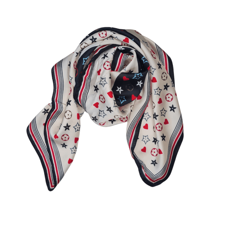 SKJERF SILKEMIX SMÅPRINT - SORT / RØD / OFFWHITE
