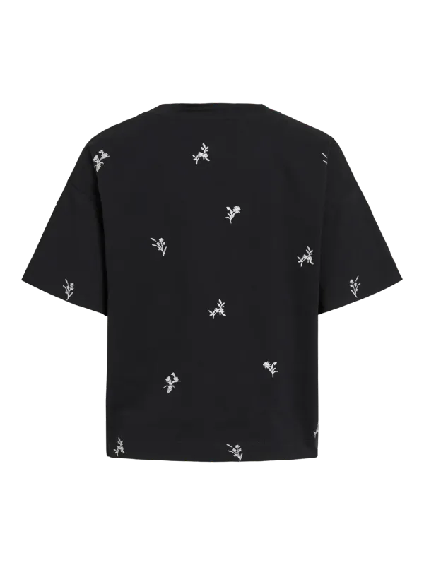 MONIE T-SHIRT - SORT M/BLOMST