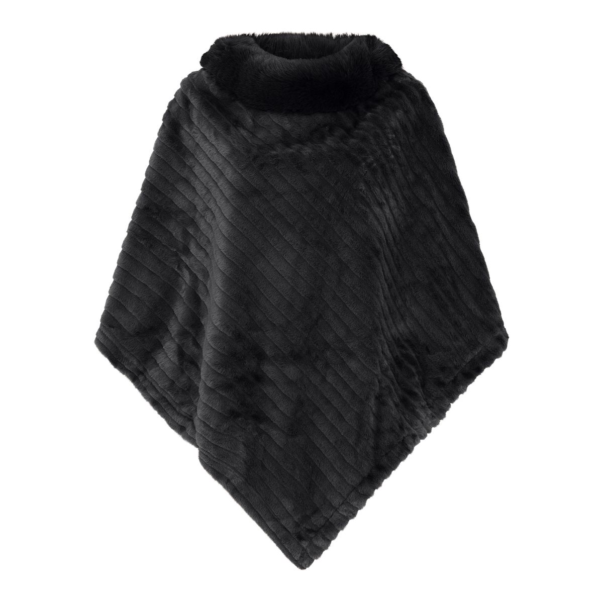 PONCHO FAKE FUR - SORT