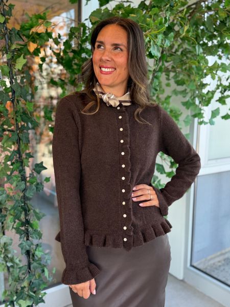 Hovedbilde JACIA CARDIGAN M/FRILL - BRUN MELERT