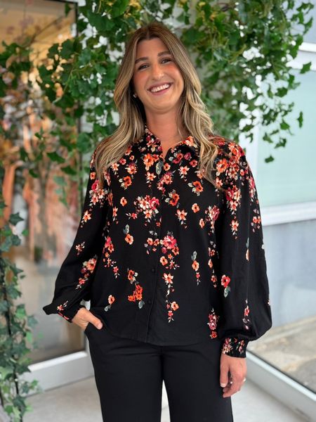Hovedbilde ELMA BLUSE FLOWER - SORT