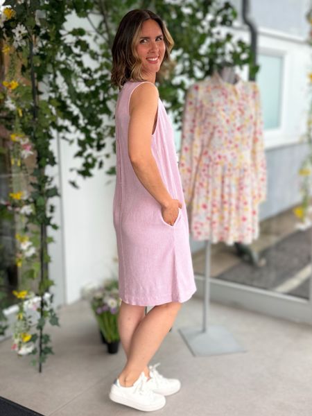 Hovedbilde LAVISCO VISCOSE/LIN KJOLE STRIPES  - HVIT / ROSE