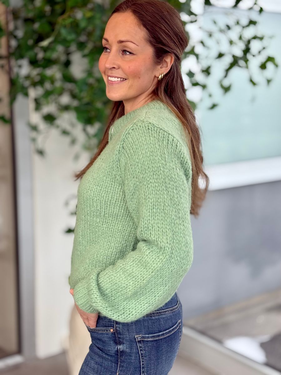 WILO STRIKKET CARDIGAN - GRØNN 