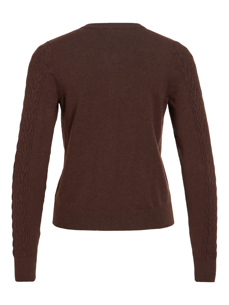 KERRY CABEL KNIT CARDIGAN - BRUN
