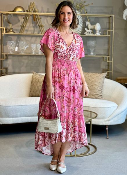 Bilde av MILAN MAXI PAISLEY KJOLE - ROSA
