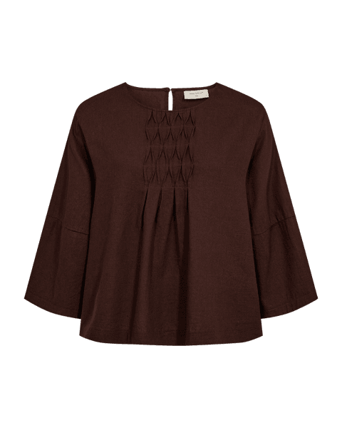 Hovedbilde LAVA LIN/VISCOSE TOPP M/SMOCK - BRUN