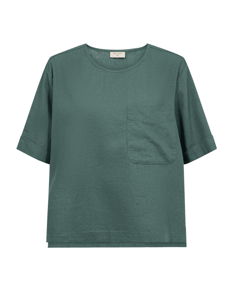 LAVA LIN/VISCOSE TOPP  M/LOMME - GRØNN