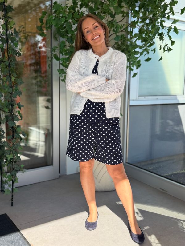 WILO STRIKKET CARDIGAN - HVIT
