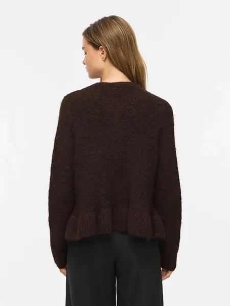 Hovedbilde BOWS KNIT CARDIGAN M/VOLANG - BRUN MELERT