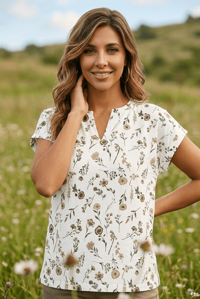 Hovedbilde VIVA TOPP FLOWER - OFFWHITE/SAND