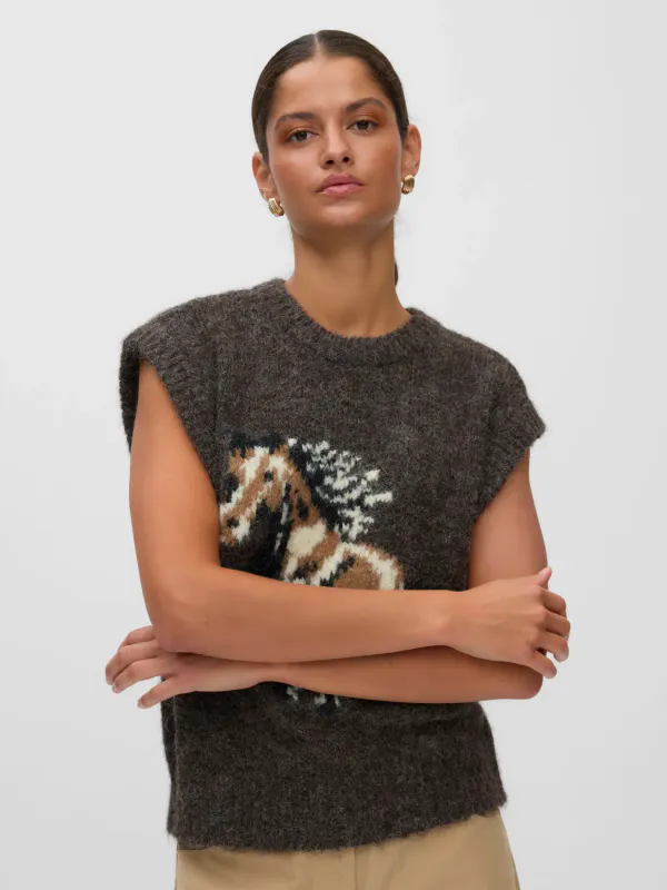 ARIANNA VEST M/HEST - BRUNMELERT