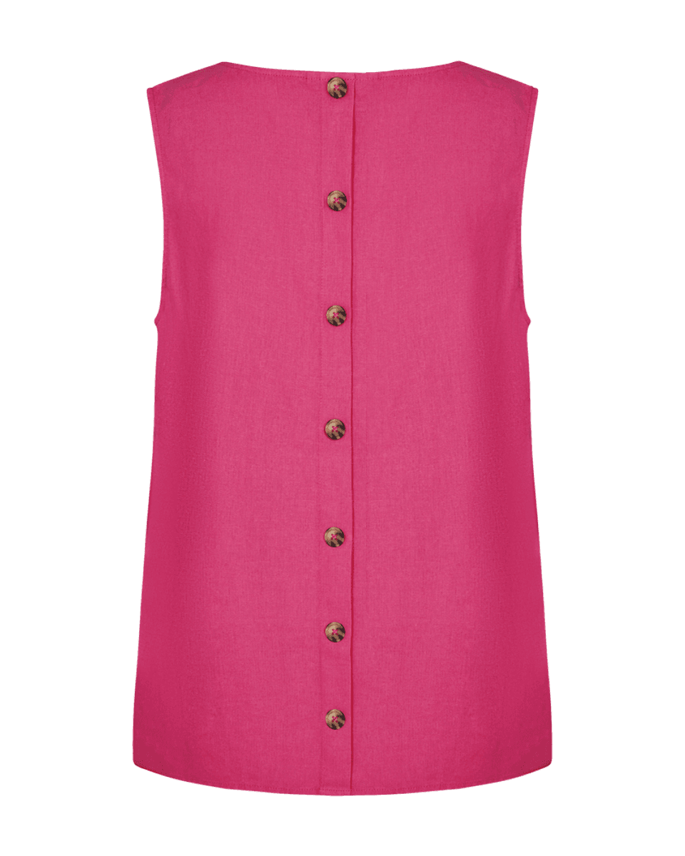 LAVA LIN/VISCOSE TOPP M/KNAPPER BAK - CERISE