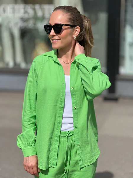 Hovedbilde LAVA LIN/VISCOSE SKJORTE - BUD GREEN