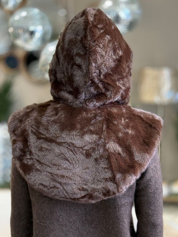 FAUX FUR HALS/HETTE - BRUN