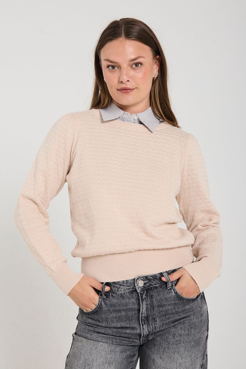 RESA SKJORTEKRAGE - TAUPE / HVIT