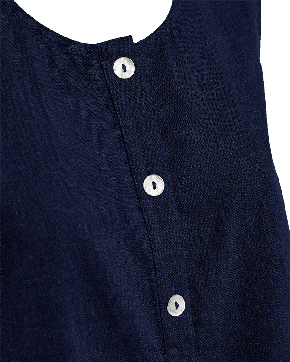 LAVA LIN/VISCOSE TOPP M/KNAPPER FORAN - NAVY
