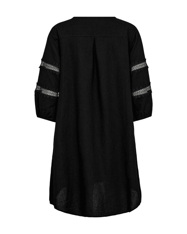 LALUNA LIN/VISCOSE KJOLE M/EMBRO - SORT