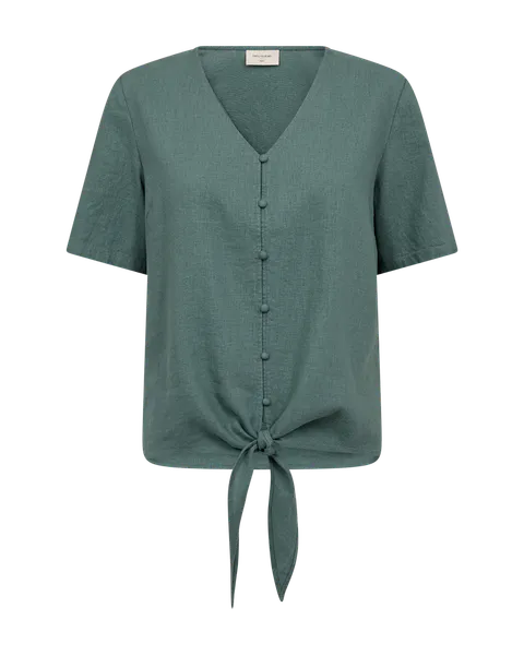 Hovedbilde LAVA LIN/VISCOSE BLUSE M/KNYTING - GRØNN