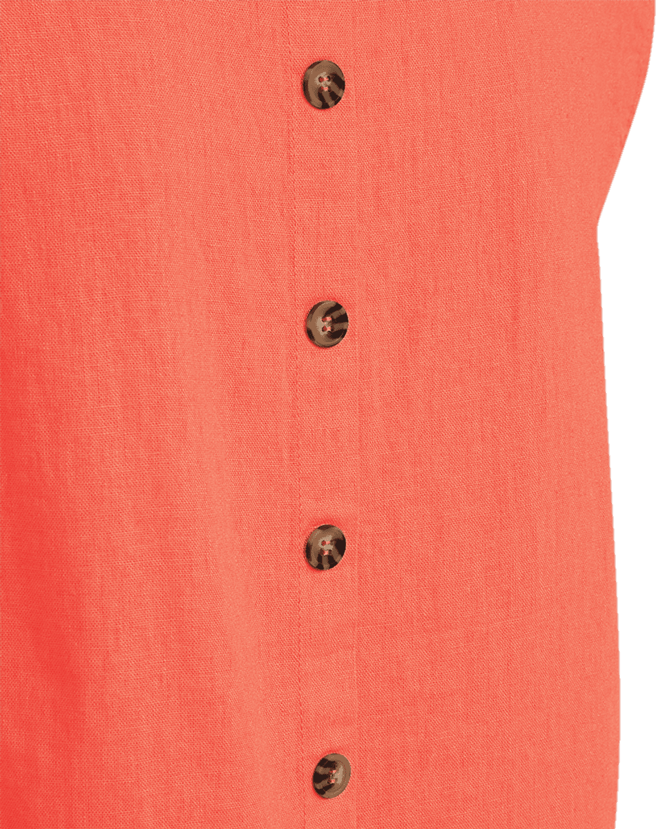 LAVA LIN/VISCOSE TOPP M/KNAPPER BAK - ORANGE 