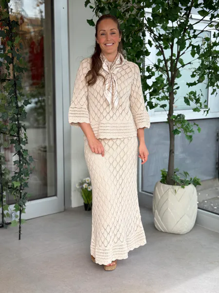 Hovedbilde EVIE STRIKKET SKJØRT - CREAM