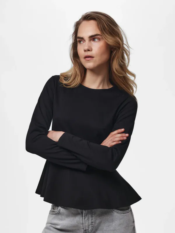 ALISA TOPP M/ PEPLUMKANT - SORT