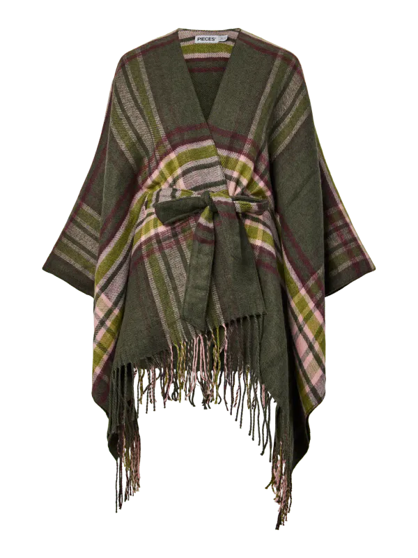 AVIE PONCHO M/BELTE - OLIVEN RUTING