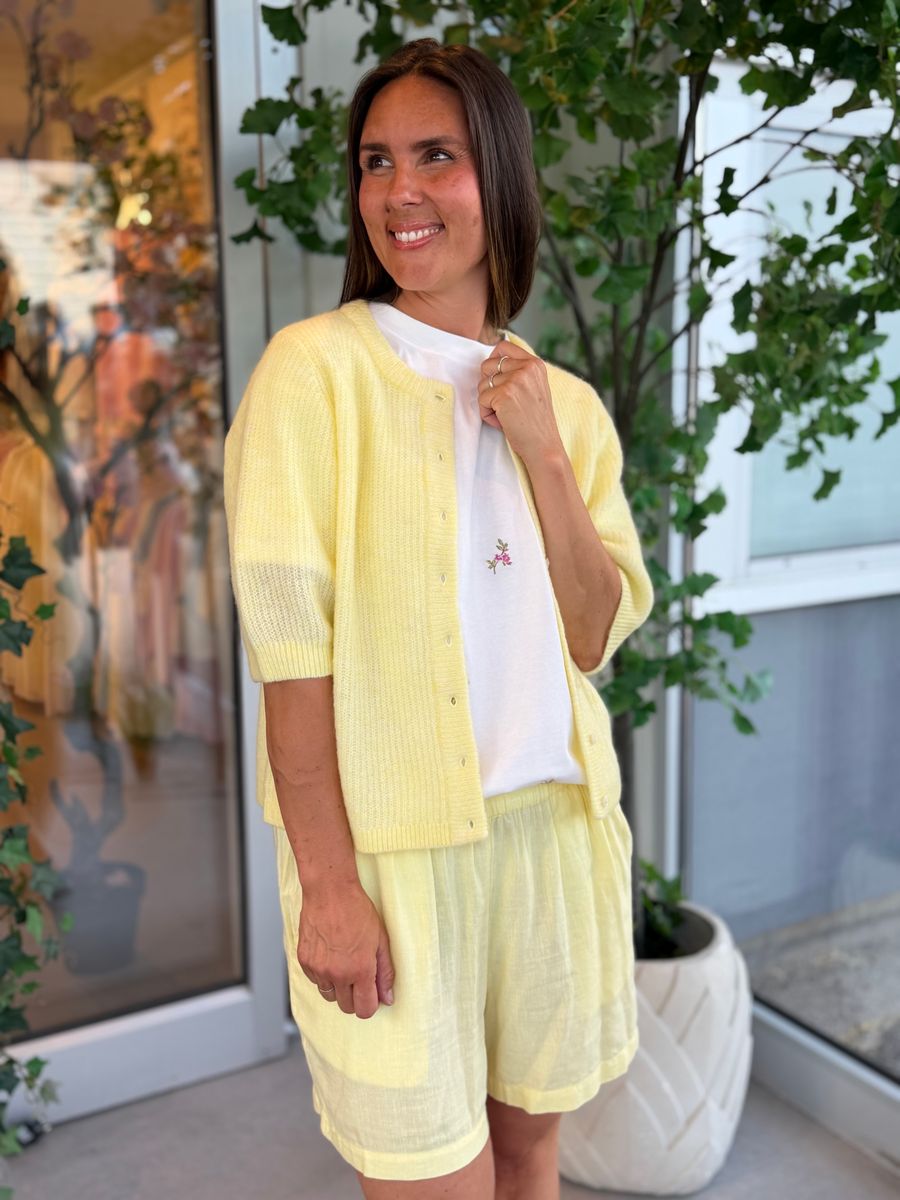 LORY CARDIGAN 2/4 ERM - LYS GUL MELERT