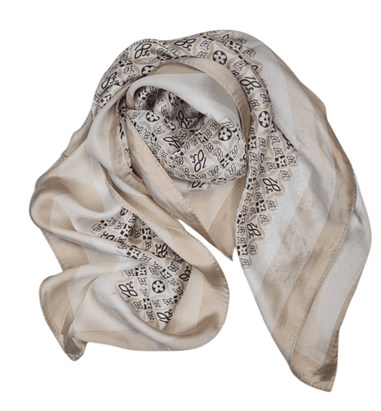 Bilde av SKJERF SILKMIX SMÅPRINT - SAND / OFFWHITE / SORT