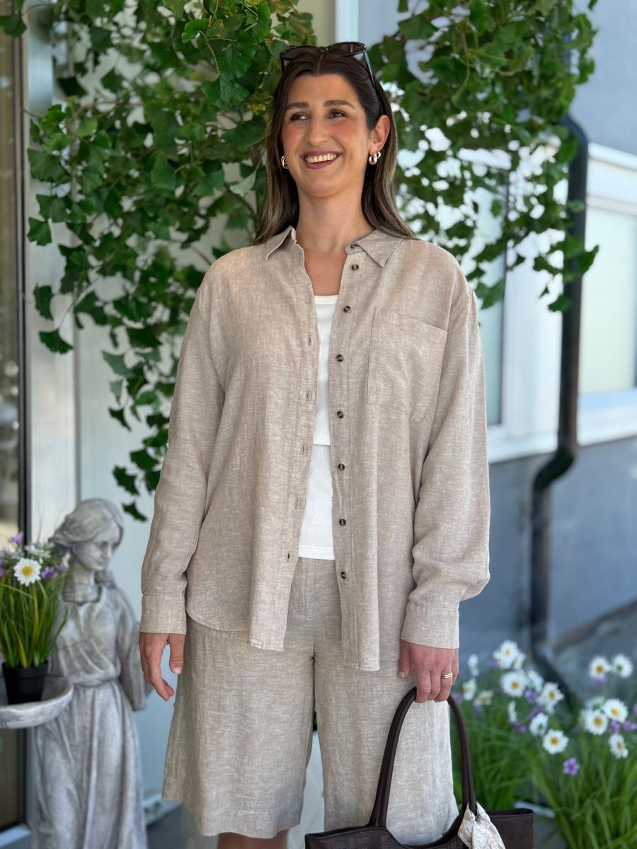 LAVA LIN/VISCOSE CULOTTE SHORTS - SAND MELERT