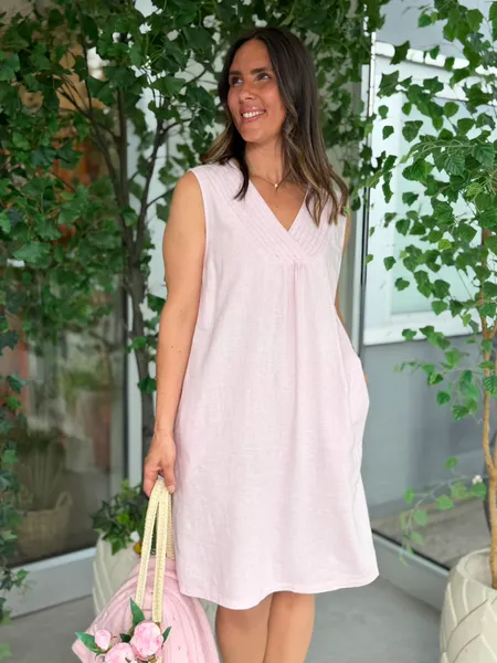 Hovedbilde LAVA LIN/VISCOSE KJOLE V-HALS - ROSA