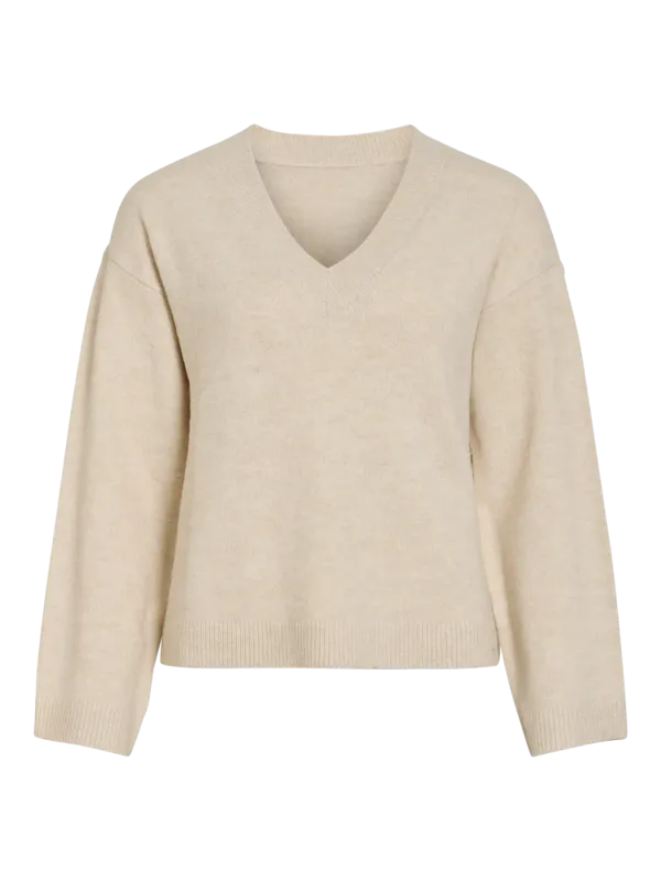 LIGA V-HALS GENSER - CREAM MELERT