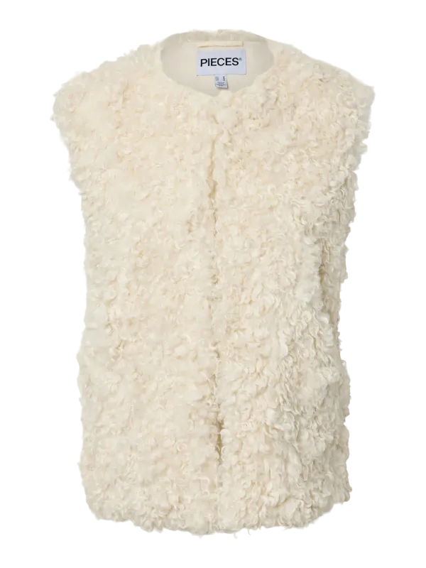 EVELYN FAKE FUR VEST - CREAME