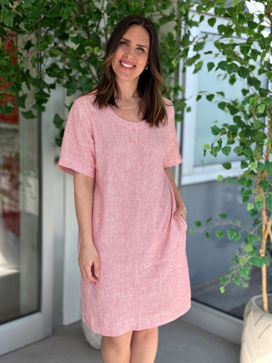  LAVA LIN/VISCOSE KJOLE STRIPET - RØD/OFFWHITE