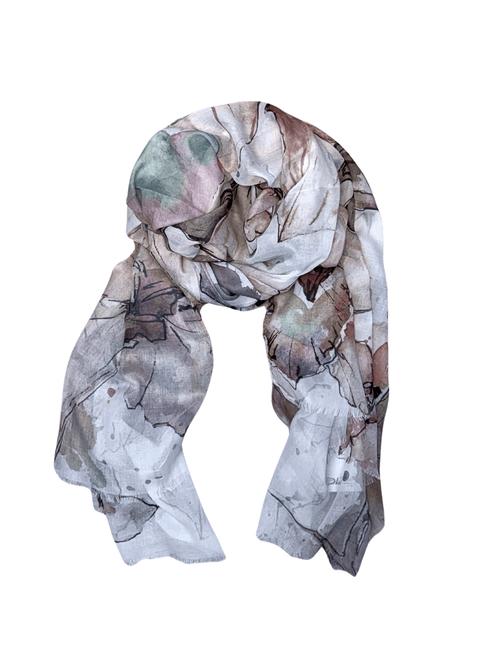 Hovedbilde SKJERF ABSTRAKT BLOMSTER - SAND/OFFWHITE/LYS ROSA