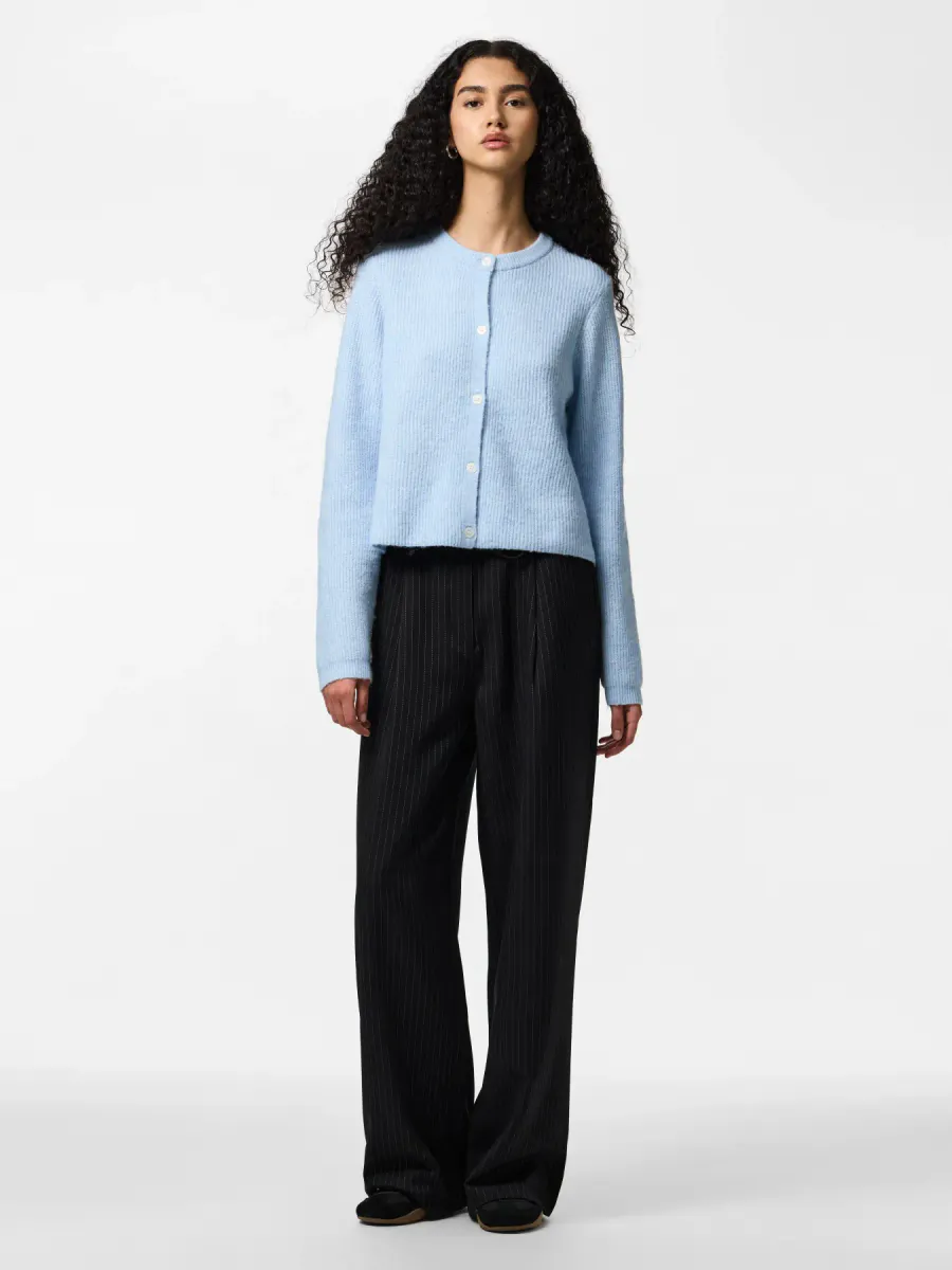 SILLY CARDIGAN M/LANG ERM - LYS BLÅ MELERT