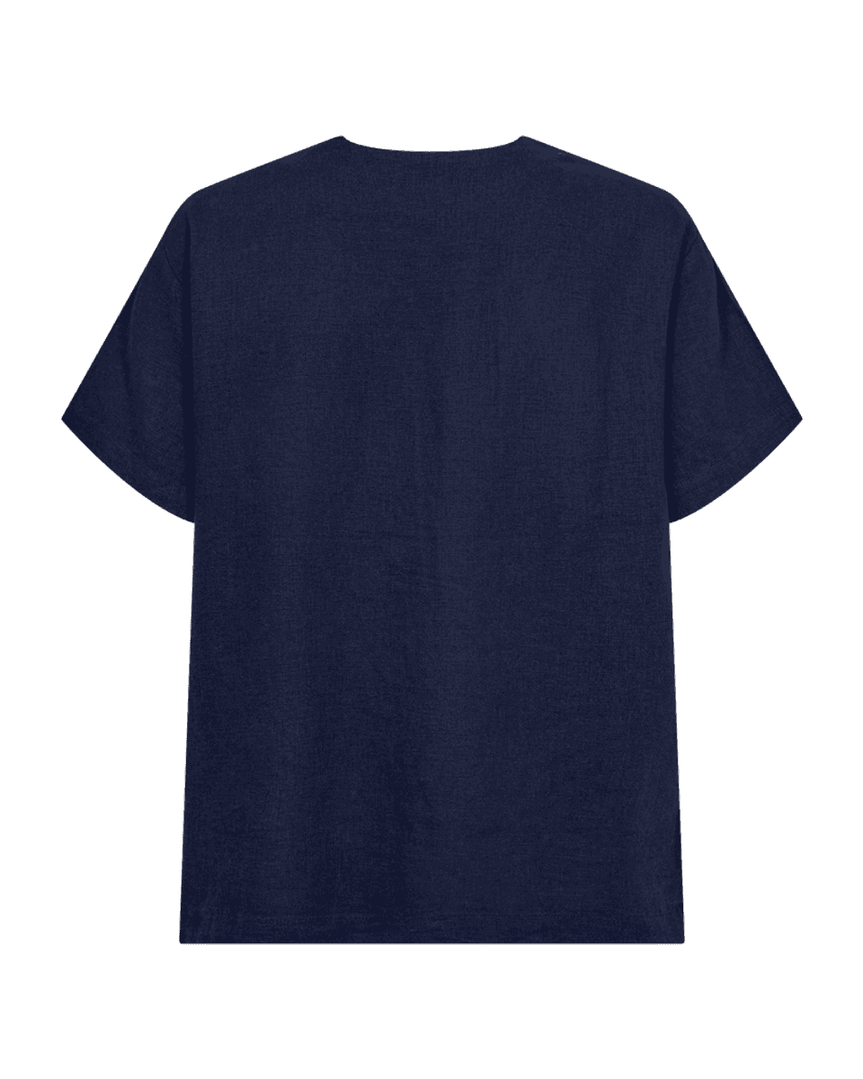 LAVA LIN/VISCOSE BLUSE V-HALS - NAVY