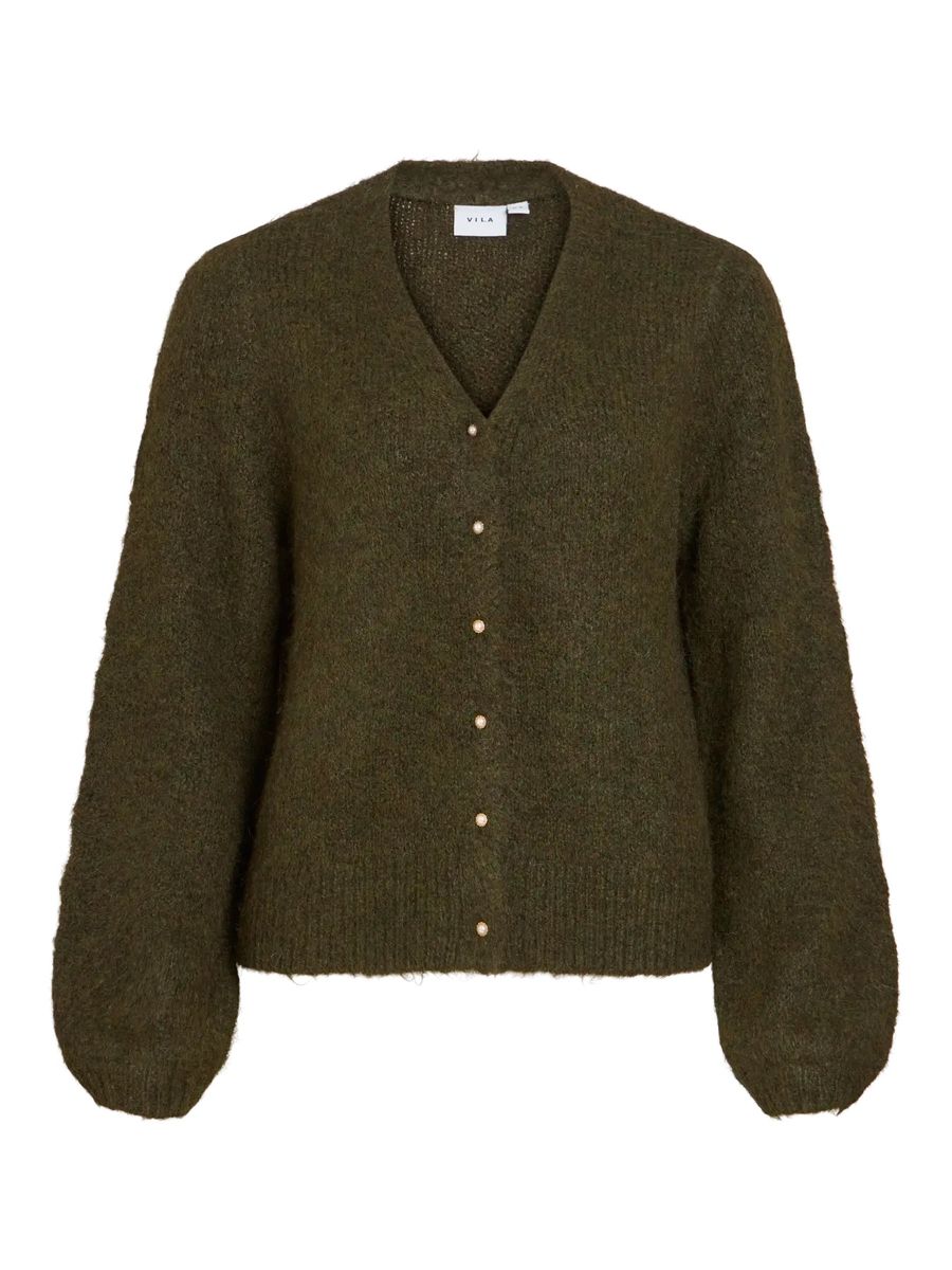 MARLEY V-HALS CARDIGAN - MØRK GRØNN