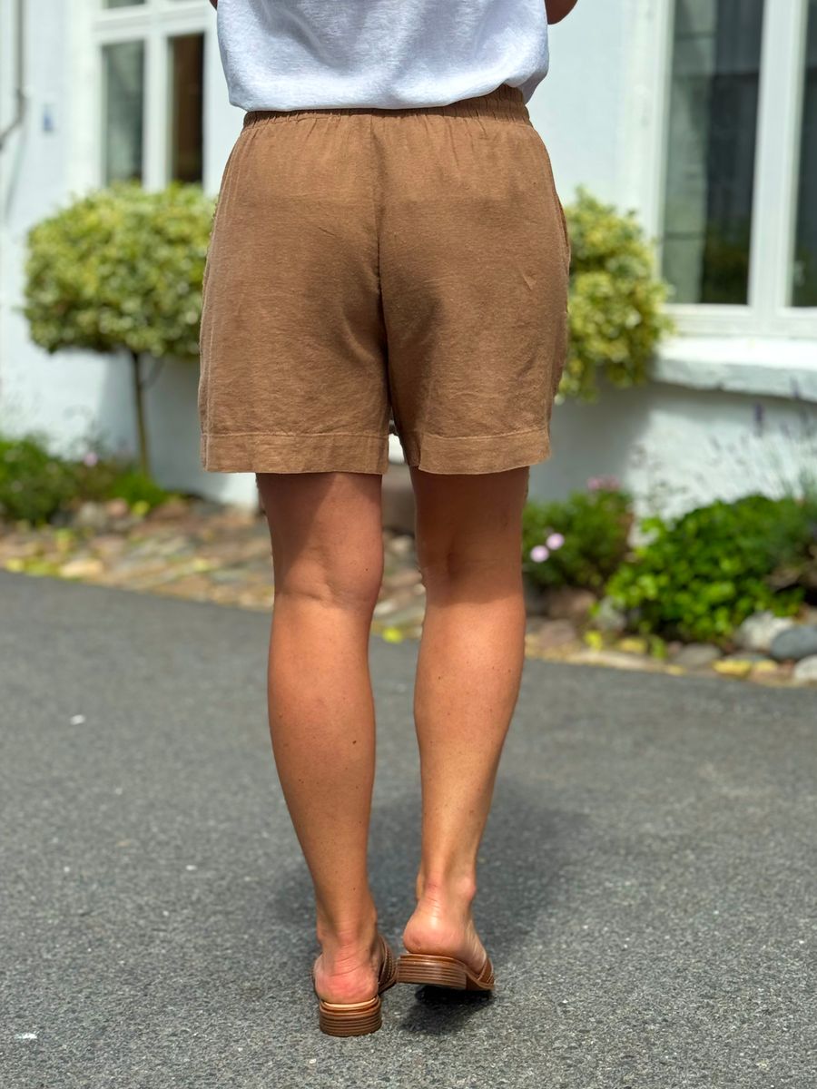 LAVA LIN/VISCOSE SHORTS - DUSTY COGNAC