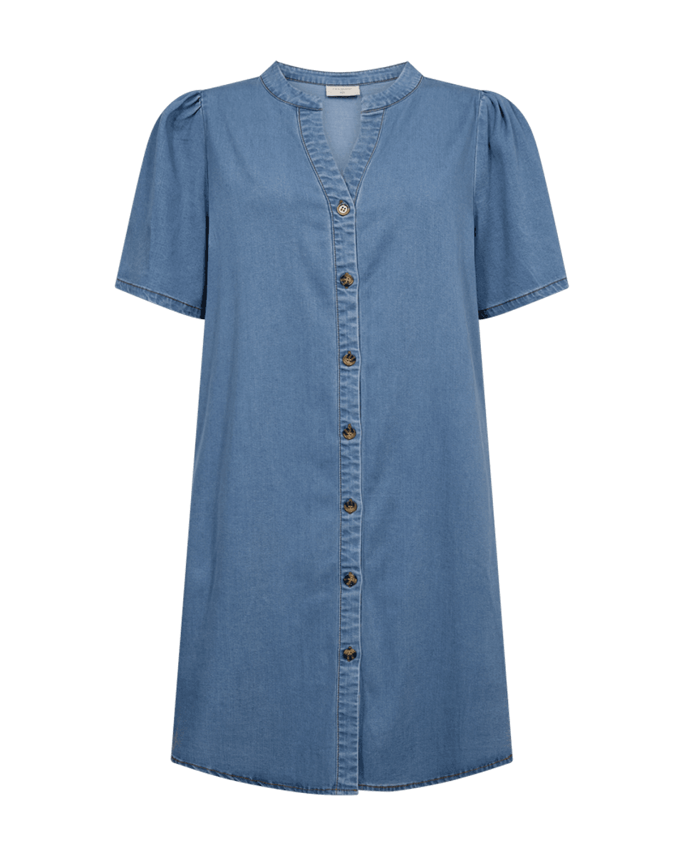 SOLDA KNELANG KJOLE - LYS DENIM