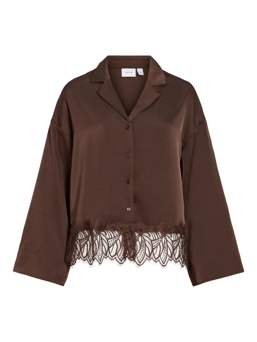 LEA SILKELOOK BLUSE - BRUN