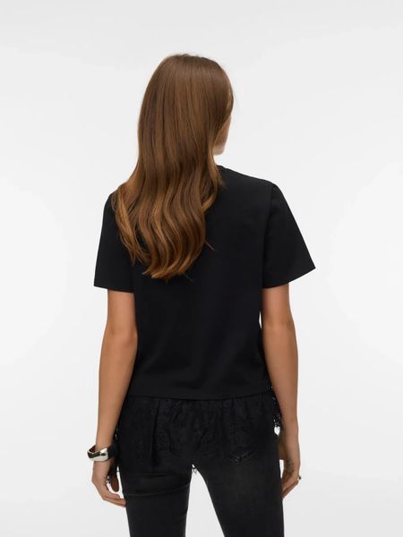 Hovedbilde BRIT T-SHIRT M/BLONDEKANT - SORT