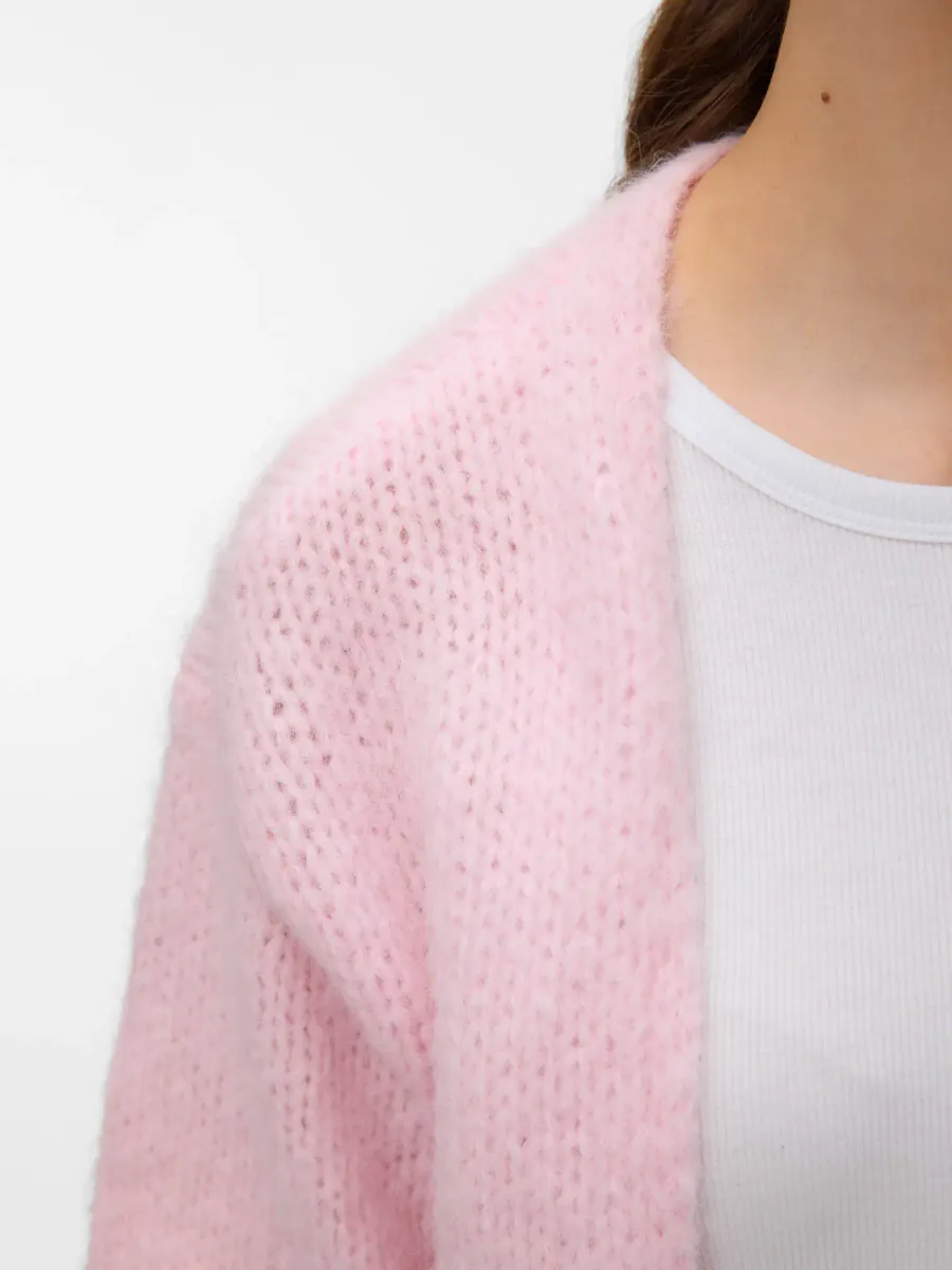 MAYBE STRIKKET CARDIGAN 2/4 ERM - ROSA