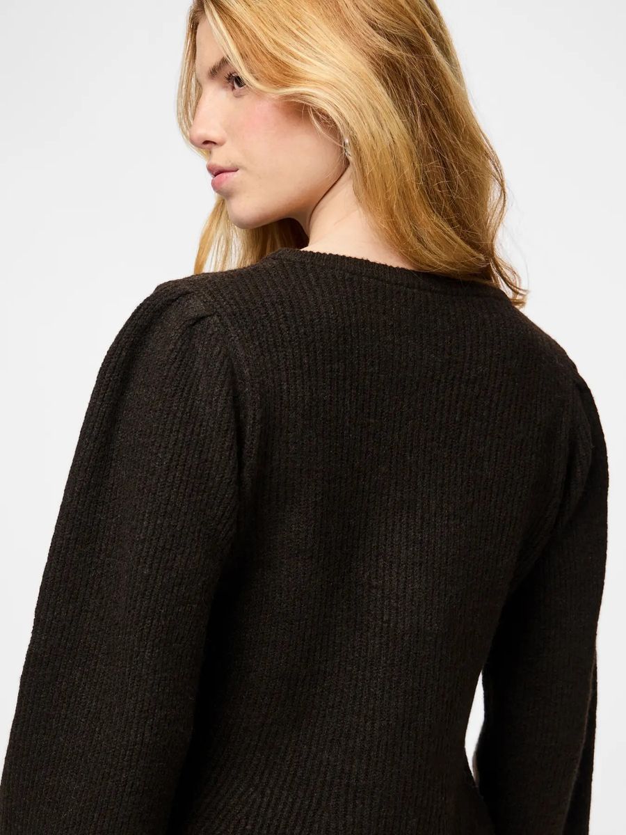SILLY CARDIGAN M/ PUFF & LANG ERM - BRUN