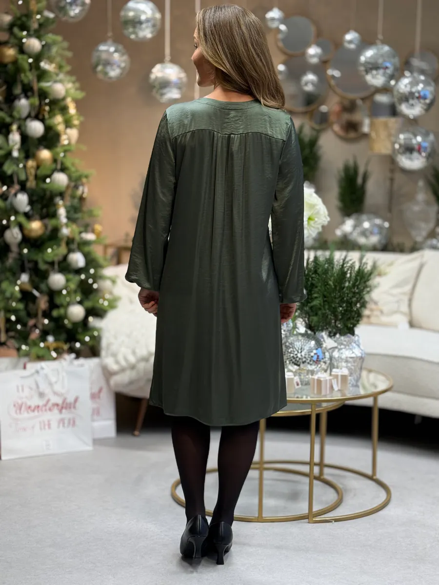 DOVE SATENG KJOLE - KOMBU GREEN